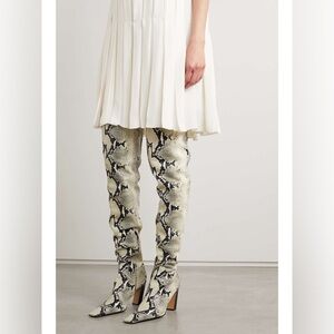 Khaite Marfa Over-the-Knee Snake Effect Leather Boots Size 38.5